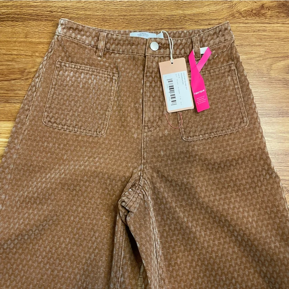 Fabrique Hilda Geometric Texture Baggy Jeans Faded Jacquard Denim - Picture 4 of 8